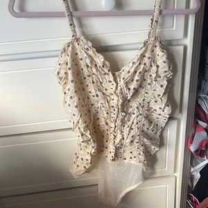 Free people cream floral bodysuit